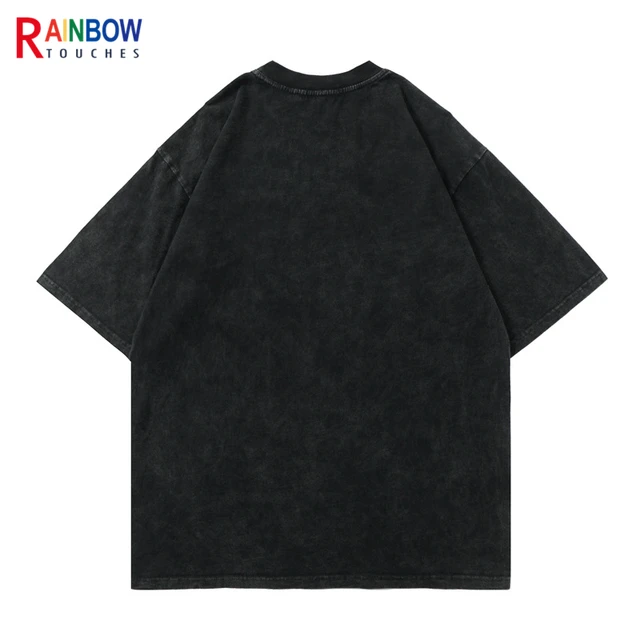 Rainbowtouches Oversized T shirt Hip Hop Unisex T Shirt Wash Half Sleeve Men Women s Print