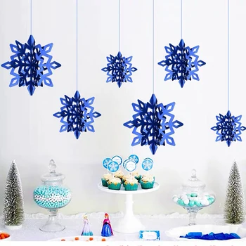 

Large Cardboard Three-Dimensional Snowflake Hanging Ornaments 6 Piece Set New Year Christmas Party Decoration Supplies
