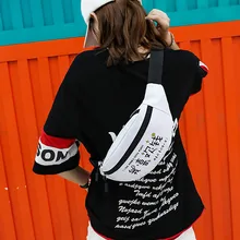 Kpop поясная сумка женские поясные сумки нагрудные пакеты сумка формы «банан» Холст Письмо Хип-хоп пакет бум пакет телефон кошелек ринонера