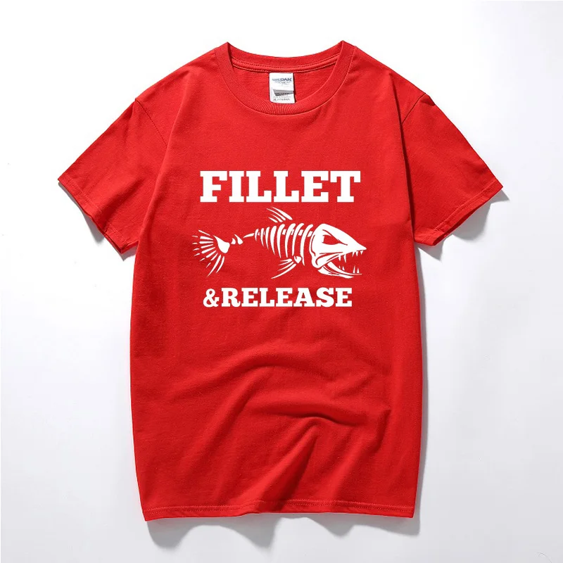 Fillet& Release Мужская футболка премиум-класса, Мужская футболка для рыбалки, карпа, рыбы, морской лодки, Homme, хлопковая футболка с короткими рукавами