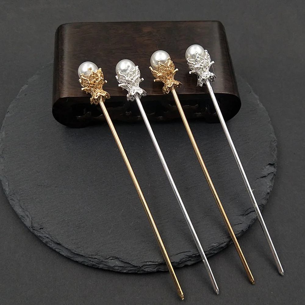 2021 New Elegant Pearl Vintage Metal Chinese Style Hairpin Hair Accessories Hair Sticks Hair Clip