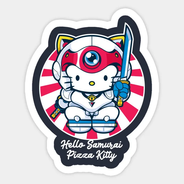 

Hello Samurai Pizza Kitty Sticker For Luggage Laptop Skateboard Bicycle Backpack Decal Pegatinas Toy Stickers For Children Gift
