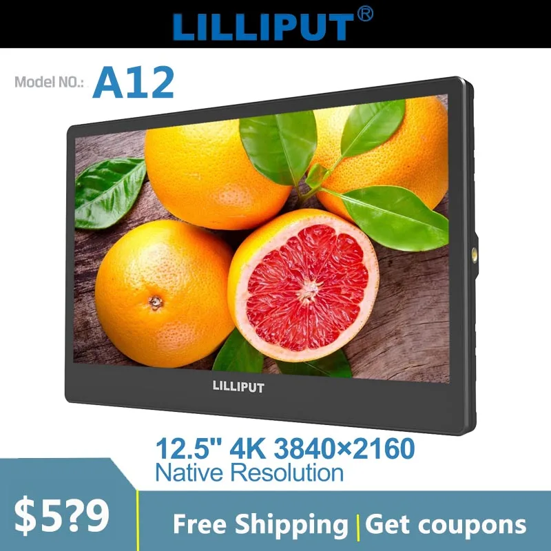 Lilliput A12 12.5 inch 4K 3G-SDI HDMI 3840*2160 Native Resolution Quad View 4K HDMI 3G SD Displayport Input On-Camera Monitor