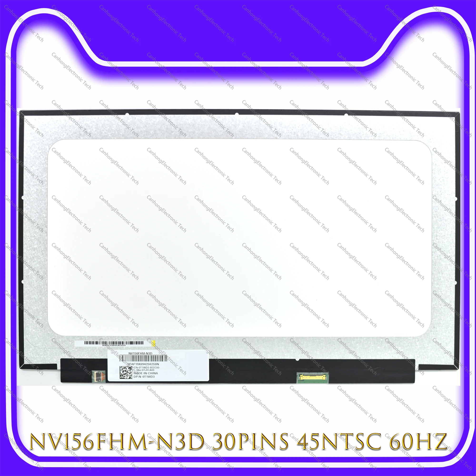 

For BOE NV156FHM-N3D 15.6" Laptop IPS LED LCD Display Screen Matrix EDP 30 Pins FHD 1920*1080 45%NTSC 60HZ DP/N 0T1WD3