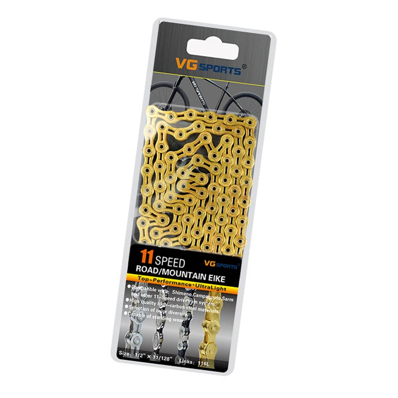 11S Gold Hollow VG SPORTS For 8/9/10/11 Speed Bike Chain MTB Road Racing Bicycle Hollow / Half-hollow 116L Cycling Chain Accessories - Цвет: 11S Gold Hollow