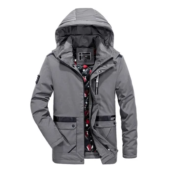 

2019 Winter New Long Men's Cotton Coat Fashion Casual Men's Cotton Solid Color Hooded Jacket Men's Tide
