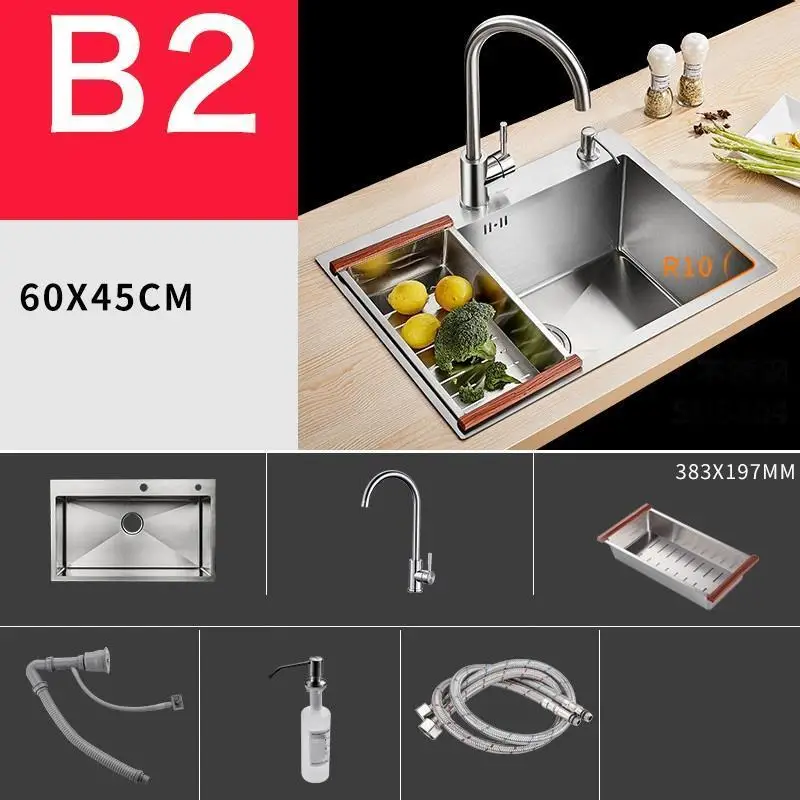 Lavandino Cucina Tarjas Para Cocina Evier De Cuisine Stainless Steel Kitchen Cuba Pia Cozinha Fregadero Lavabo Dishwash Sink - Color: Number 1