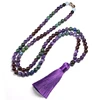 8mm Natural Garnet Necklace Chrysocola Azurite Bracelet Onyx Beads Jewelry Set, Meditation 108 Mala Handmade Tassel Yoga Gift ► Photo 2/6