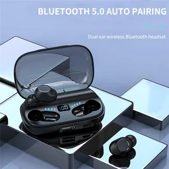 

New Bluetooth 5.0 Headset Universal Wireless Bluetooth Earphone Stereo Earphones Touch control With Charging Box Black