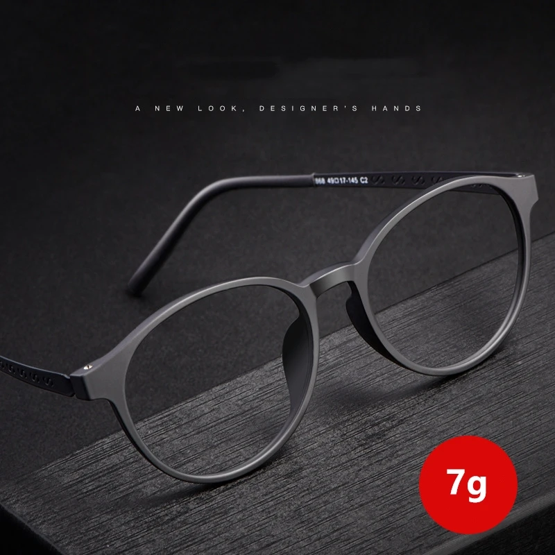 Yimaruili Light Comfortable Tr90 Round Retro Glasses Frame Men Pure
