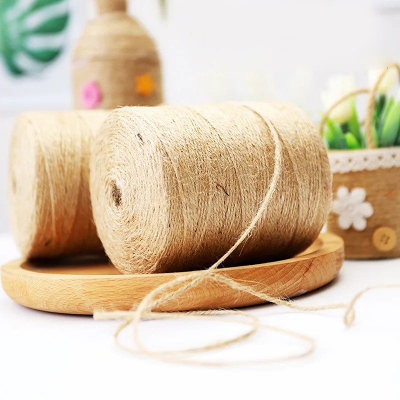 

2mm Burlap Hessian Jute Twine Cord Hemp Rope String Gift Packing Wedding Party Christmas Event Festival Decoration DIY Supplies