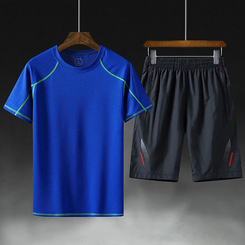 

Sports Suit Plus-sized Menswear Quick-dry T-shirt Quick Drying Pants Short Sleeved Running Suits Gym Basketball Soccer Playing