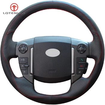 

LQTENLEO Black Suede Genuine Leather Car Steering Wheel Cover For Land Rover Discovery 4 2010-2016 Range Rover Sport 2010-2013