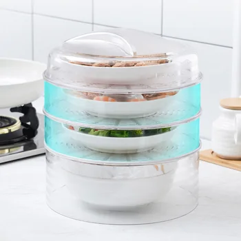 

3pcs Insulation Food Cover Transparent Dish Dust Cover Food Lid for Kitchen Home (Lid+Short Cover+High Cover)