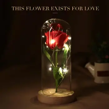 

Rose Glass Cover Preserved Fresh Flower Hotel Festival Valentine'S Day Romantic Soap Flower Gift Wedding Decorations