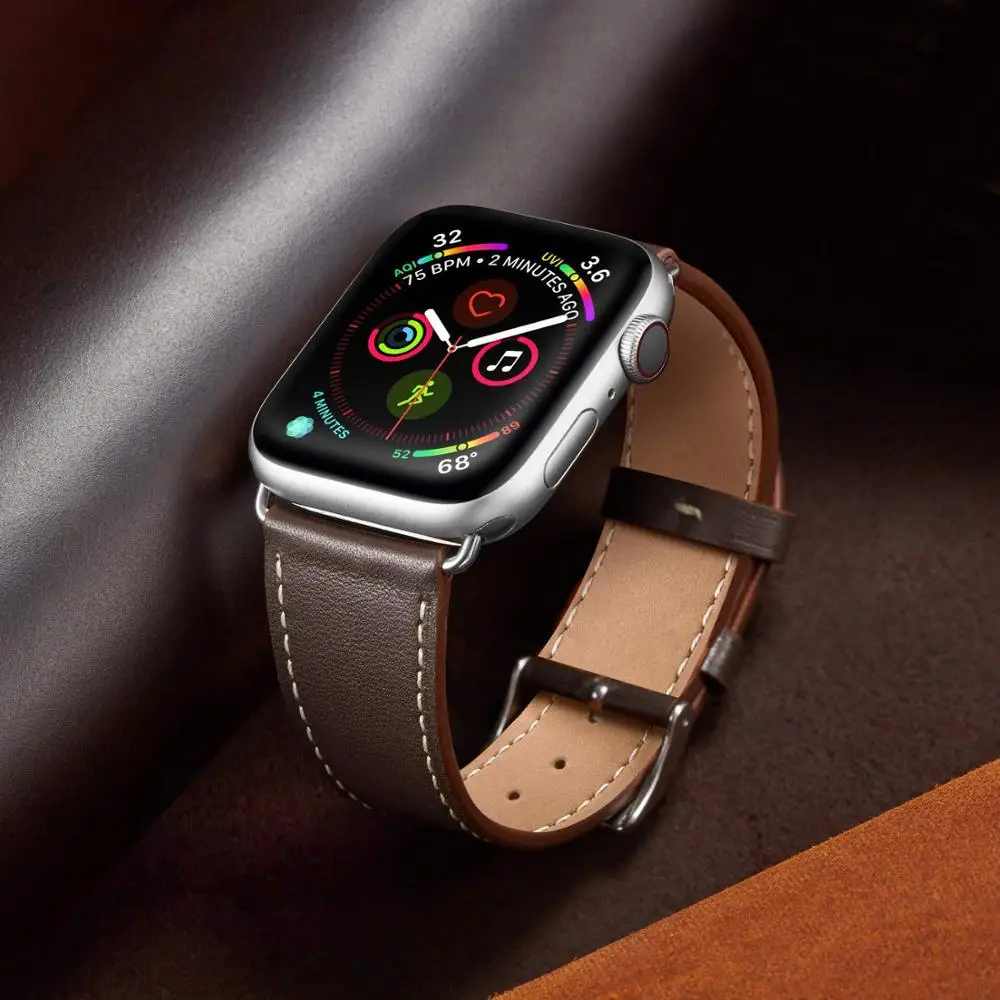 Ремешок кожаный для Apple Watch band 44 мм/40 мм текстурированный браслет iWatch 42 38 watch series 6 5 4
