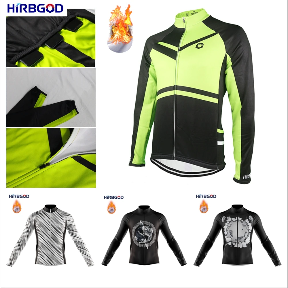 

HIRBGOD Men's Cycling Jersey Maillot Cycling Man Winter MTB Long Sleeve Cycling Shirt 2022 Team Bicycle Cycling Clothing Racing