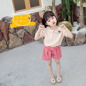 

2020 Suit Girl Polka Dot Short Sleeve Summer Dress Baby Girl Princess Fashion Can Clothes Small Children's Two-Piece Set