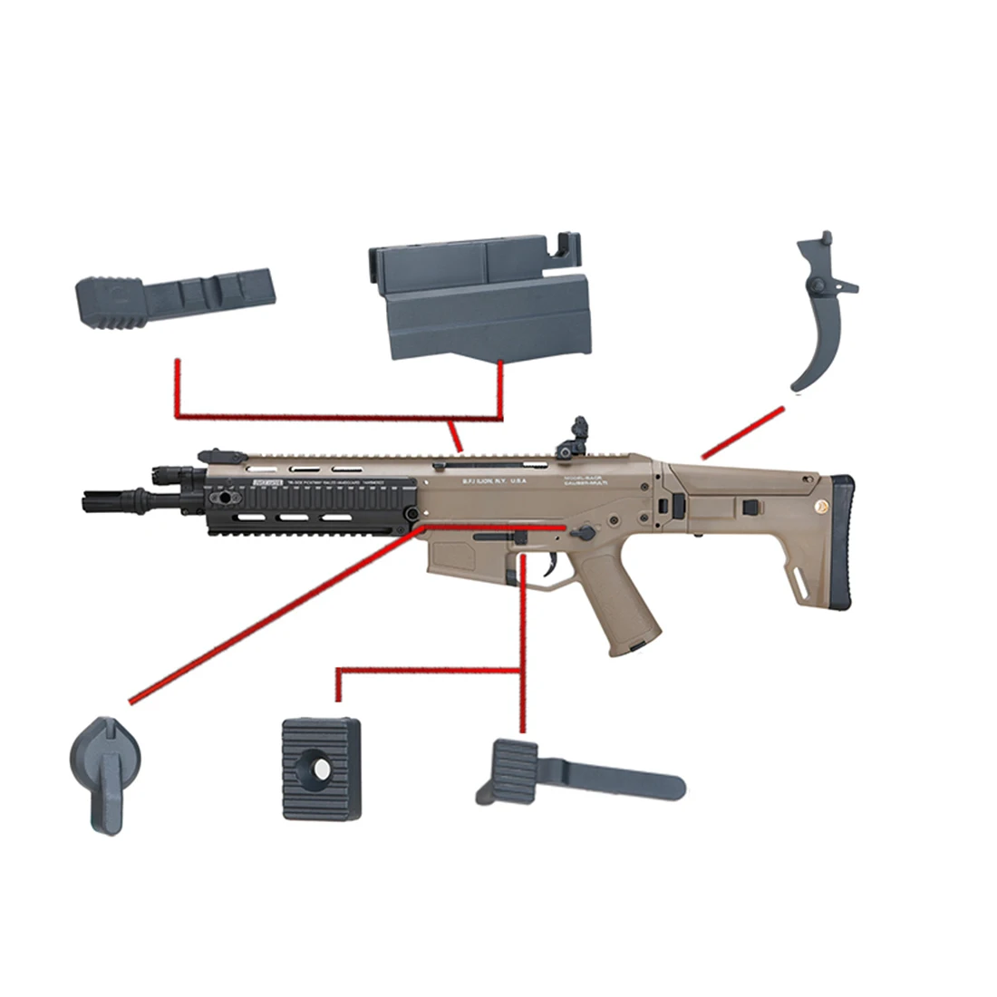 8 шт./лот Металлические Фитинги Аксессуары для JM Gen.10 ACR водные гелевые бусинки бластер-серый/коричневый