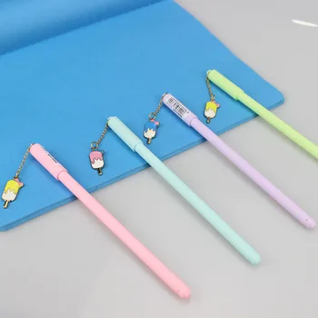 

50PCS Alloy Ice Cream Pendant Gel Pen Black 0.5MM Cartoon Carbon Pen Kawaii School Supplies Stationery