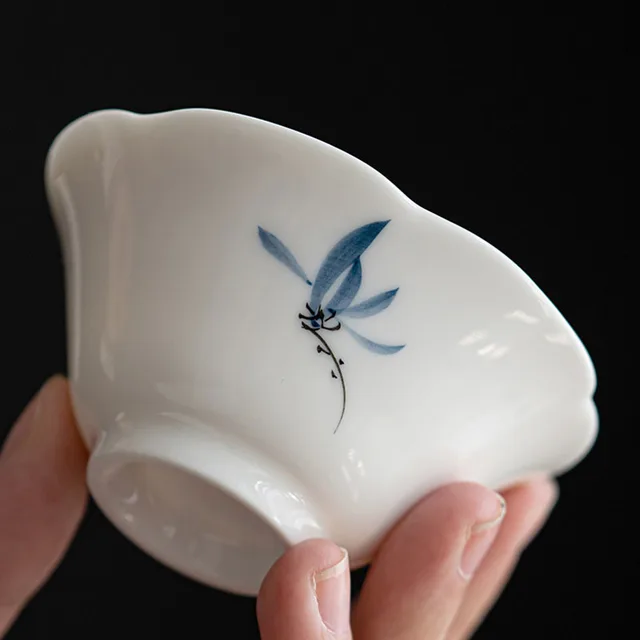 2Pc/Szett 55 Ml Kézzel Festett Pillangó Orchidea Kerámia Teáscsésze Ivócsésze Mester Kupa Háztartás Kung Fu Tea Bögre Szett Teamária Szertartás - Image 4