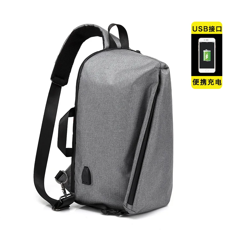 

Korean casual riding bag USB charging sports rucksack chest bag fashionable travel cross-body bag