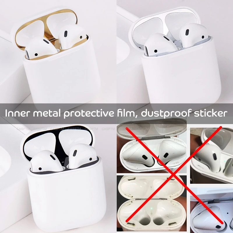 2 шт металлический чехол для Airpods Pro Пылезащитная наклейка для Apple Air Pods 3 Чехол Пылезащитная наклейка защита кожи