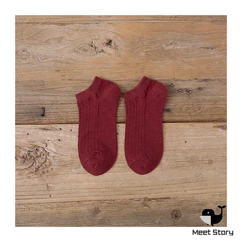 

2019 new cotton short socks solid color women