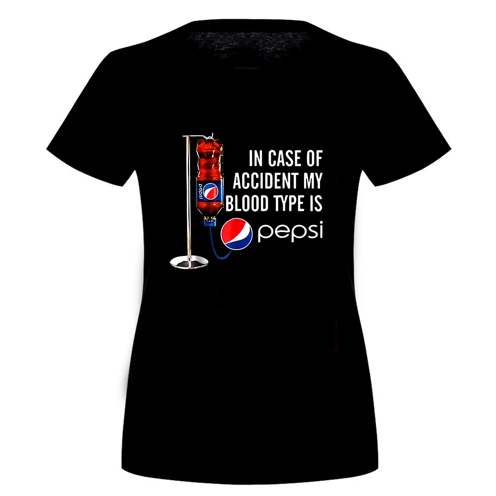 Черный чехол с надписью «My Blood type Is Pepsi», футболка в стиле Харадзюку С S-3Xl - Цвет: women black