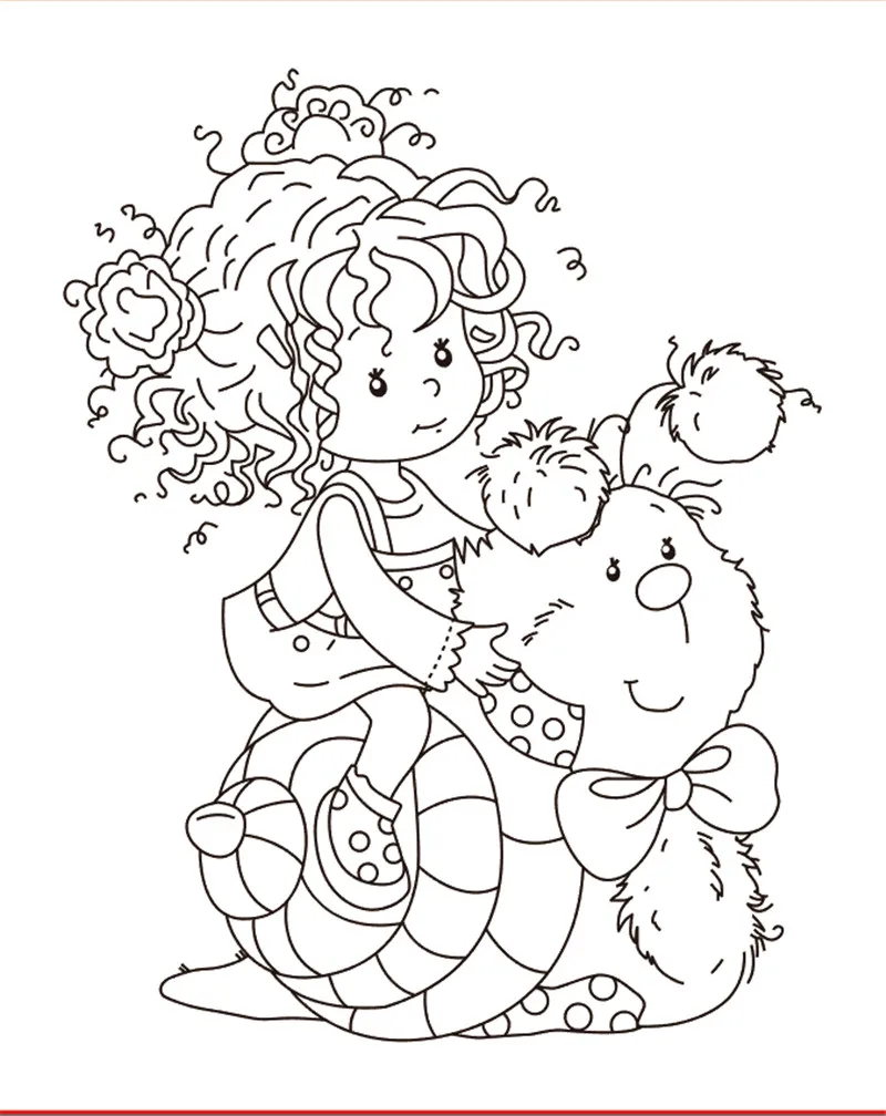 

10x8 Girl riding a bear New Transparent Clear Rubber Stamp Sheet Cling Scrapbooking Photo Album PaperCard DIY Craft