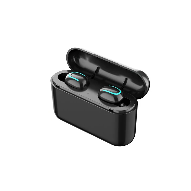 Беспроводной Bluetooth наушники TWS Q32 мини гарнитура для мобильного телефона вкладыши с зарядной чехол стерео спортивные игры с микрофоном - Цвет: Binaural Black