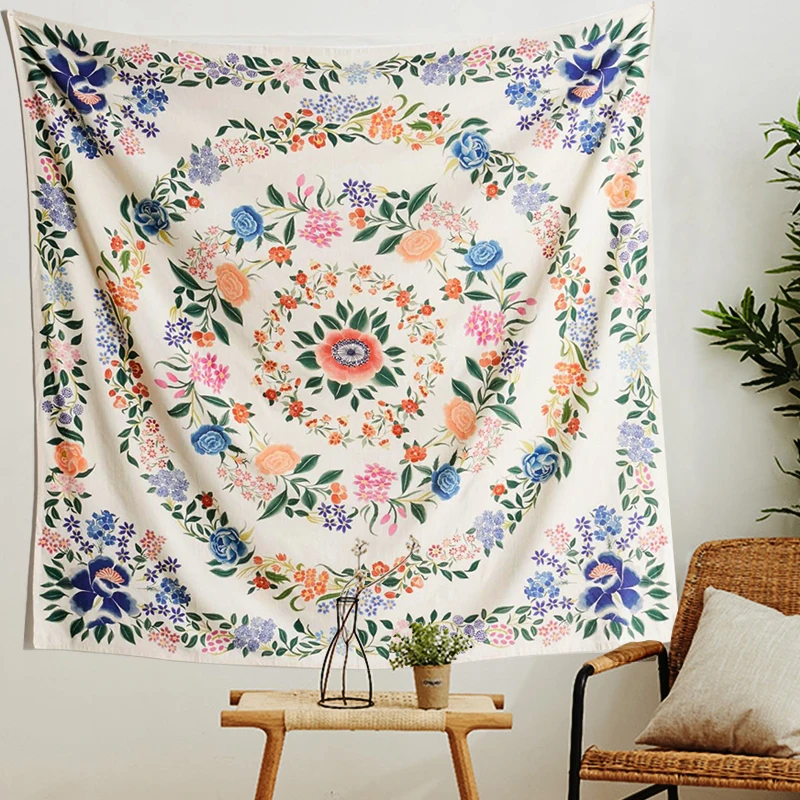 Мандала цветочный Гобелен Цветочная Гирлянда настенный гобелен Boho Индии в