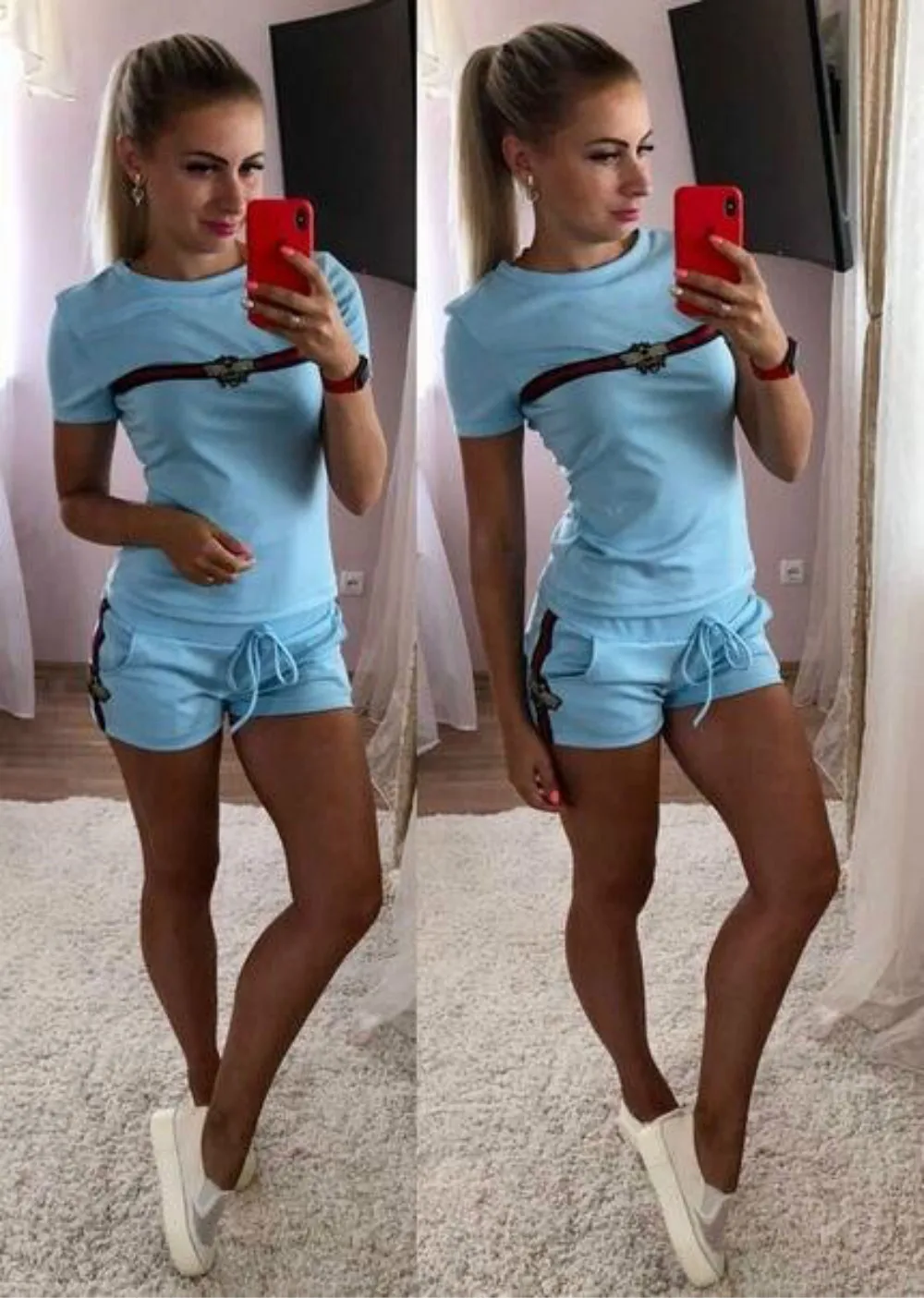 

2020 New Spring and Autumn new products! New sexy Women's Wear solid color printing leisure sports suit women's wear!