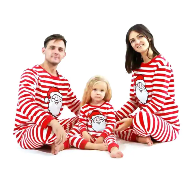 Pudcoco/Рождественские пижамные комплекты для маленьких мальчиков и девочек полосатые пижамы из двух предметов с Санта-Клаусом пижамные комплекты хлопковое рождественское ночное белье Комплекты одежды для сна