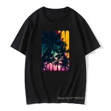 2018 Summer Feelings Palm Tree Striped Black Tee Shirts Graphic Men Top Cotton T-shirt Valentine's Gift Art Design