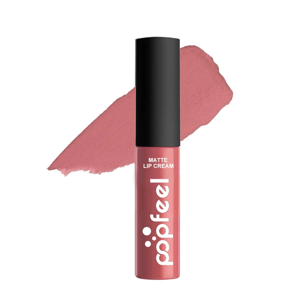 POPFEEL 24 часа Стойкий матовый блеск для губ водостойкая бархатная помада сексуальный Жидкий блеск для губ Макияж Блеск для губ Косметика 12 цветов - Цвет: 10 BUFFY
