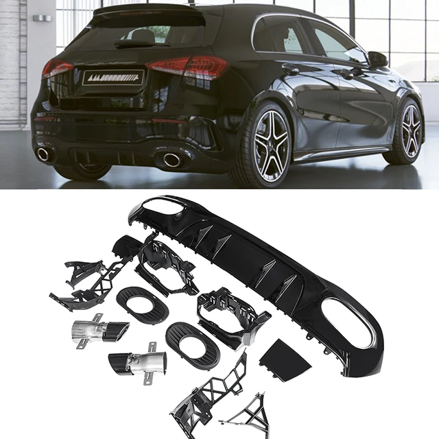 For Mercedes Benz A Class W177 A35 Amg Sedan 2019-2022 B Style Abs Carbon  Look Front Bumper Lip Splitter Spoiler Side Aprons - Bumpers - AliExpress