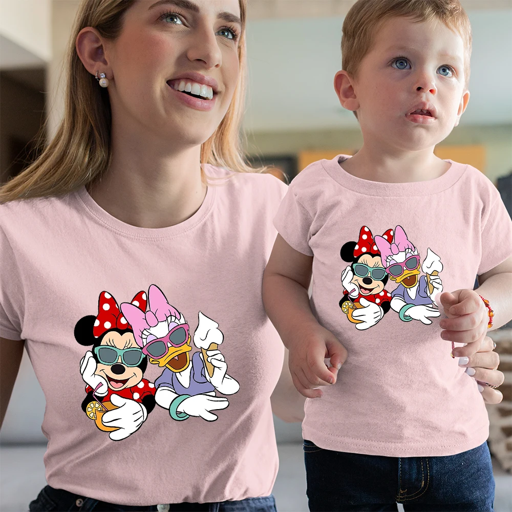 matching family christmas outfits Disney Basic T-shirt Stitch Best Friend Minnie And Daisy Graphic Tshirt Mom Daughter Anime Family Look Minimalis Outdoor Clothes plus size matching family outfits