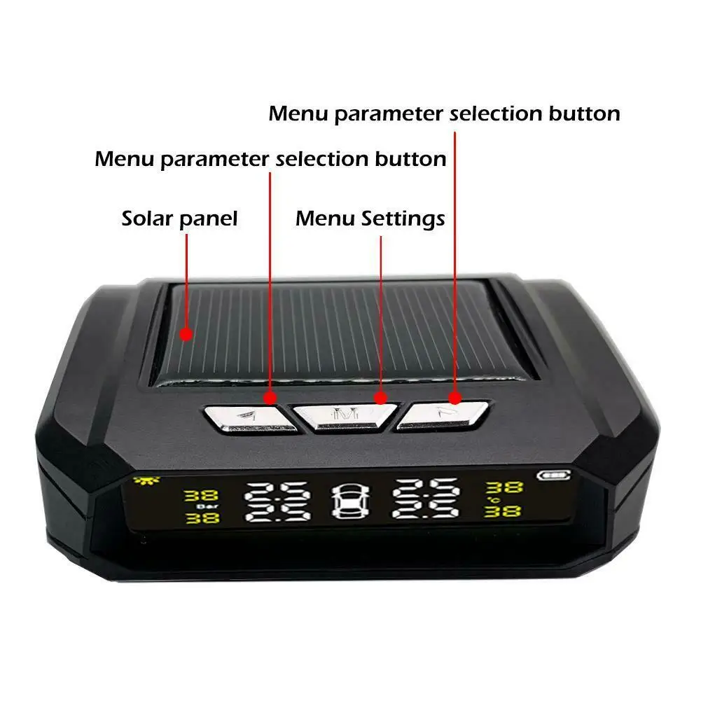 Беспроводной Солнечный TPMS ЖК-монитор давления в шинах автомобиля+ 4 ...