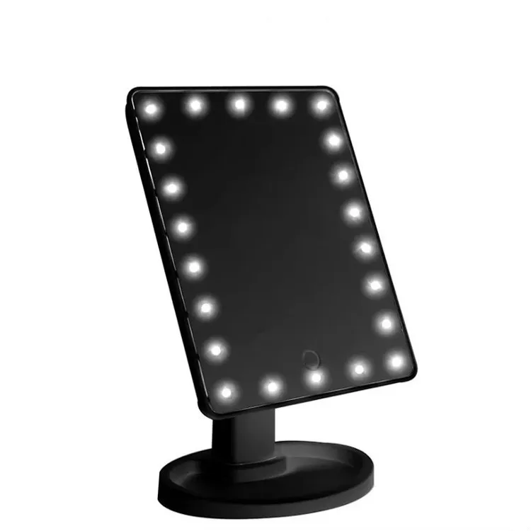 Mioor Регулируемый 20/16 светодиодный Профессиональный зеркало с подсветкой для макияжа с сенсорным экраном портативная увеличительная настольная лампа косметическое зеркало - Цвет: Black USB style