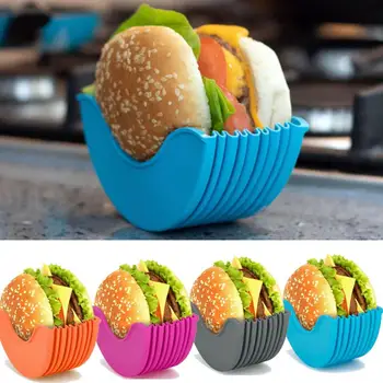 

Silicone Burger Holder Sandwich Clip Shell Retractable Reusable Food Bun Rack for Household Kitchen Easy Supplies
