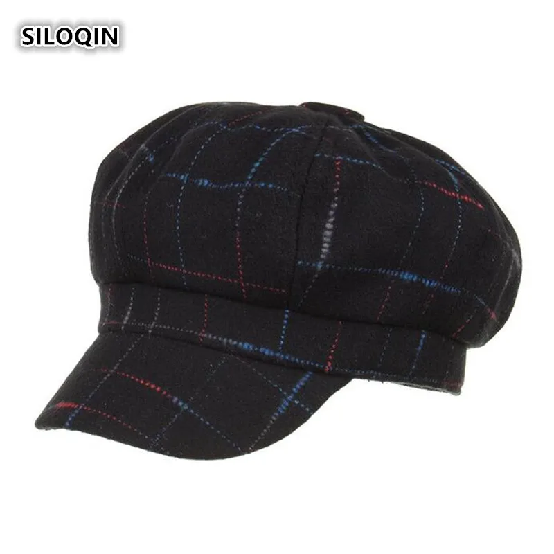 SILOQIN женская брендовая шапка простая модная женская кепка газетчика весна осень стиль войлочная шерстяная Смешанная теплая шапка для женские шляпы
