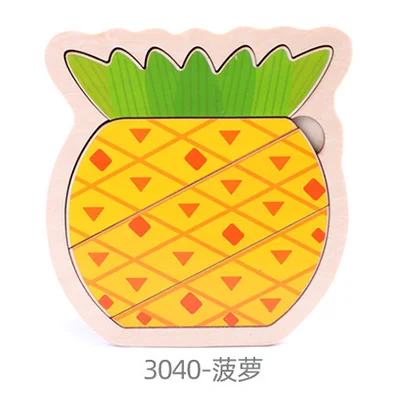 pineapple Деревянные детские Мультяшные животные движения трехмерные головоломки детские образовательные силы головоломки игрушки нерегулярные - Цвет: pineapple