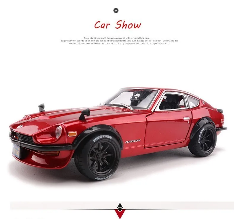 1:18 имитация сплава Nissans Datsun 240Z Спортивная литая под давлением металлическая модель автомобиля с рулевым колесом управления игрушки для детей HotWheele