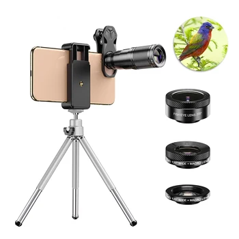 

TOKOHANSUN Optic HD Phone Camera Lens Kit 4in1 Telephoto Zoom Monocular Telescope 22X Lens + Macro Wide Fisheye With Tripod