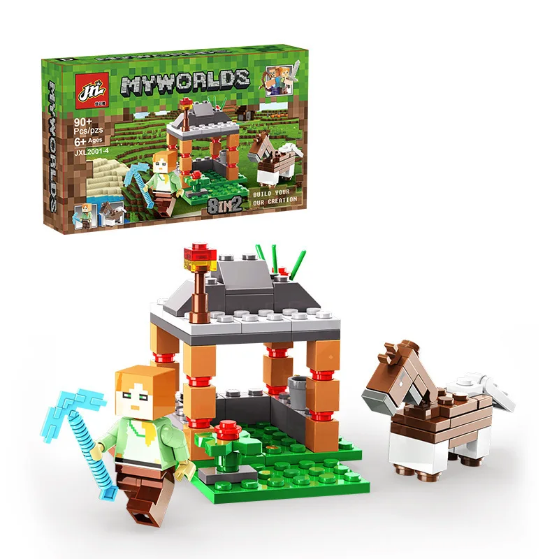 90 Pcs War Horse City Building blocks Compatible My World Minecraftinglys Organ cave building small particle assembly child gift 90 Pcs War Horse City Building blocks Compatible My World Minecraftinglys Organ cave building small particle assembly child gift