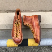 Yomior/осенне-зимние новые дизайнерские винтажные мужские ботинки из коровьей кожи, хорошо Окаймленный стиль, мужские ботильоны, рабочие мотоциклетные ботинки