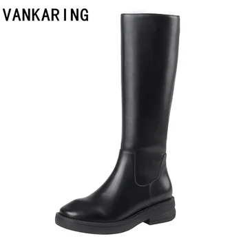 

fashion soft leather women knee high boots round toe western cowboy boots women chunky wedges platform shoes woman snow boots