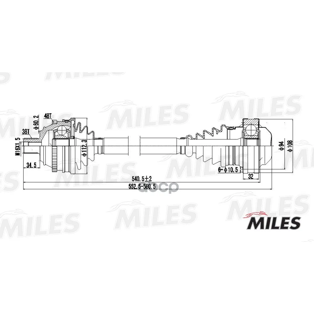 Привод В Сборе Vw T4 1.9d-2.5 90-03 Лев./Прав.(Abs) Miles Gc00139 Miles арт. GC00139