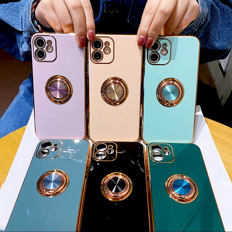 Чехол-накладка для iPhone 13 11 12 Pro Max XS XR X 7 8 Plus 13Pro магнитный с кольцом-держателем |
